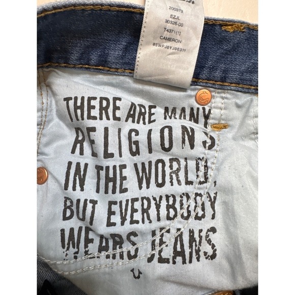 Distressed Boyfriend Jeans Bandana Patch True Religion Cameron Slim Women's 26 - Picture 9 of 16